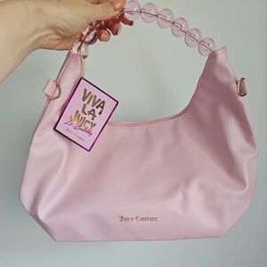 Juicy Couture Light Pink Beaded-Handle Shoulder Bag